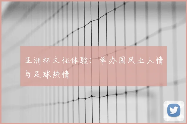 亚洲杯文化体验：举办国风土人情与足球热情